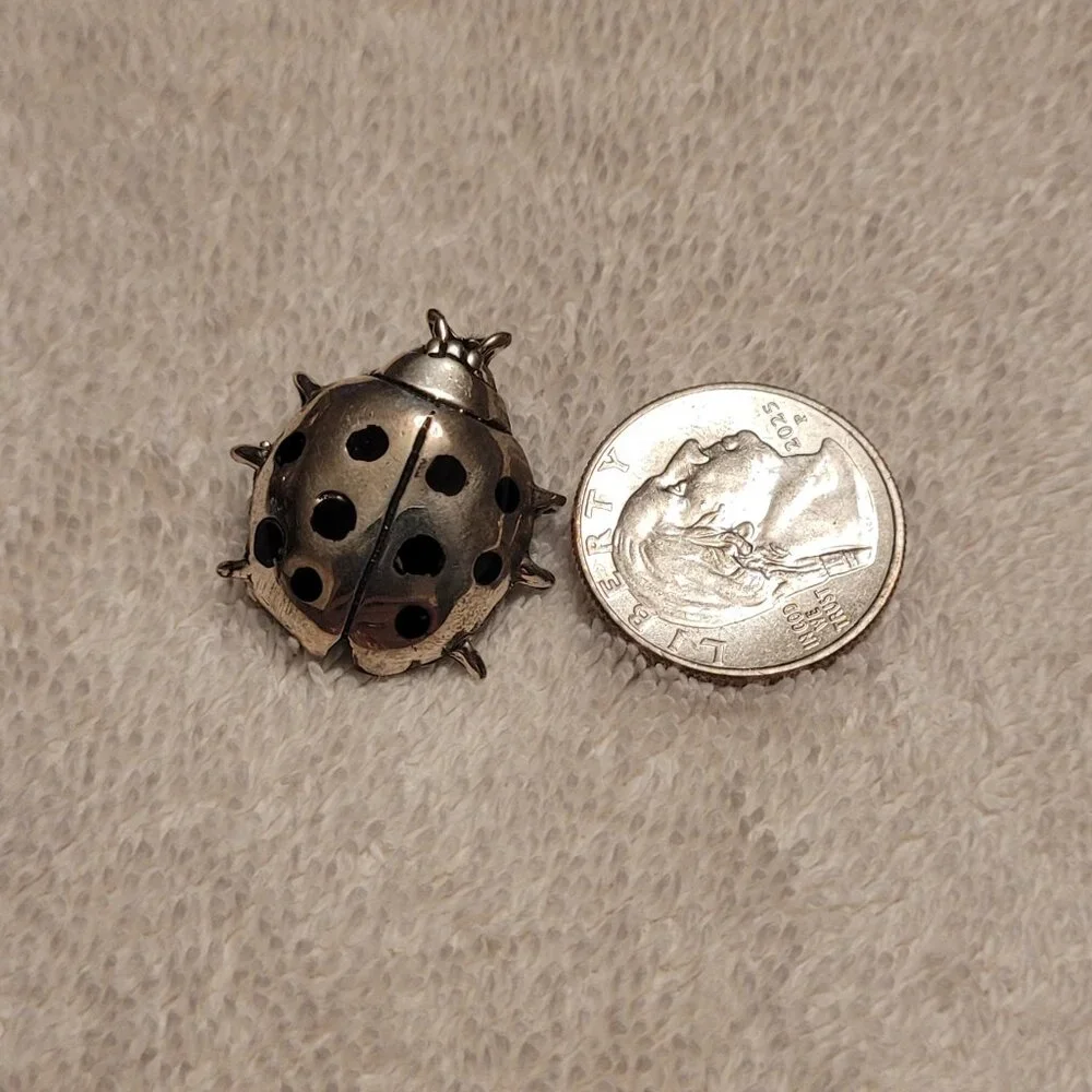 Sterling Silver 925 Lady Bug Brooch‎ Pin